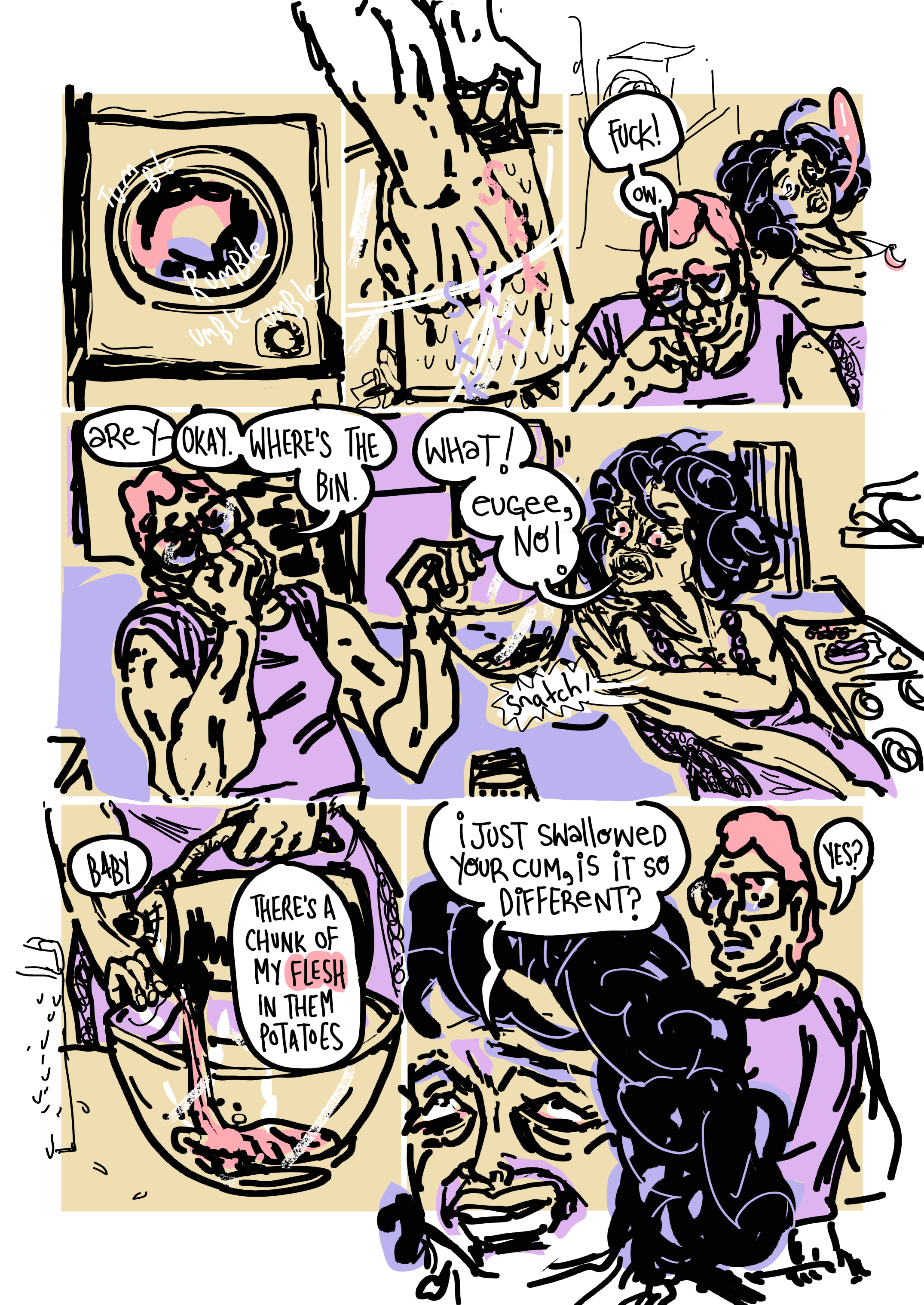 Page 77: breakfast (for dinner) is begun