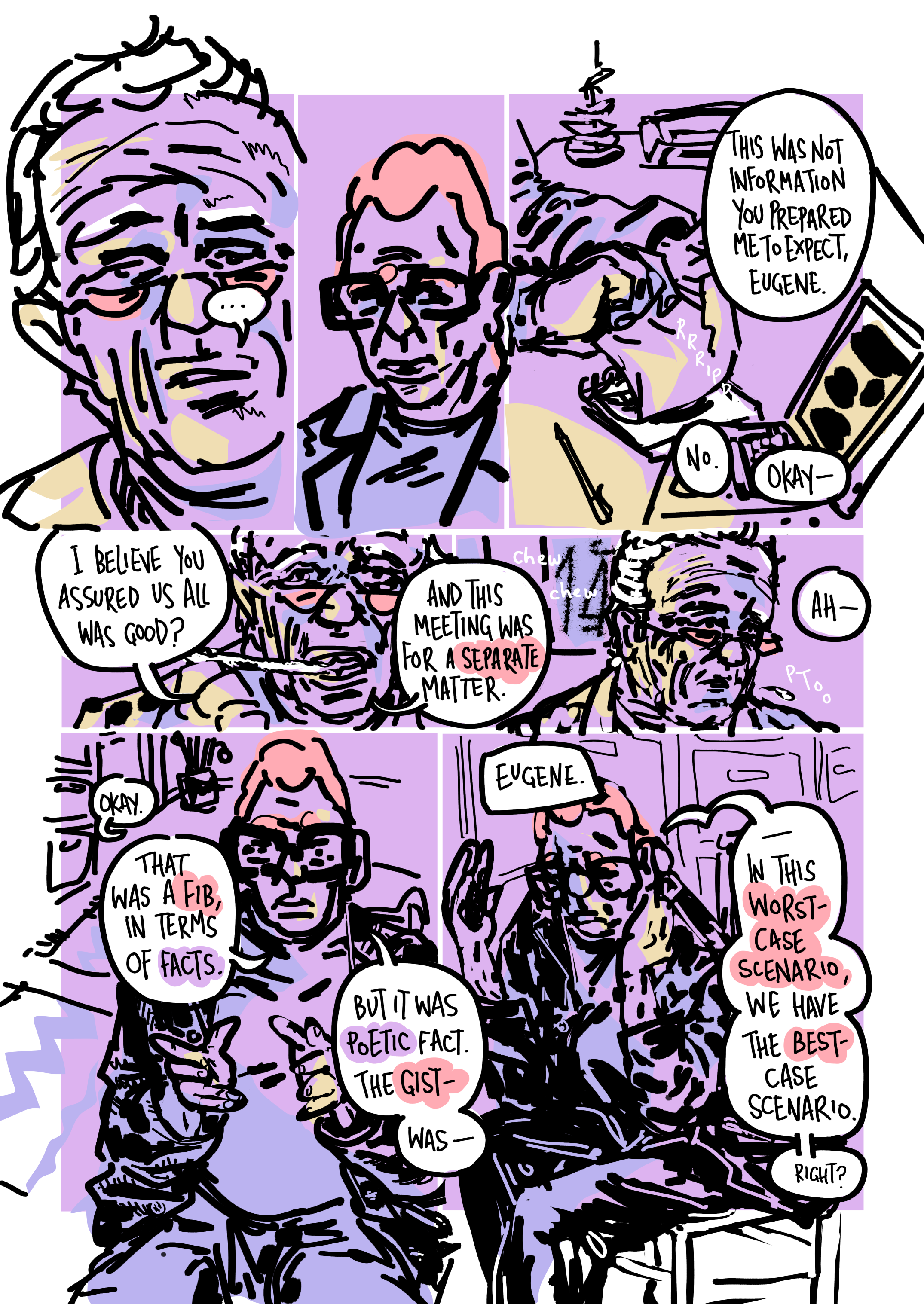 Page 98: eugene beings to explain